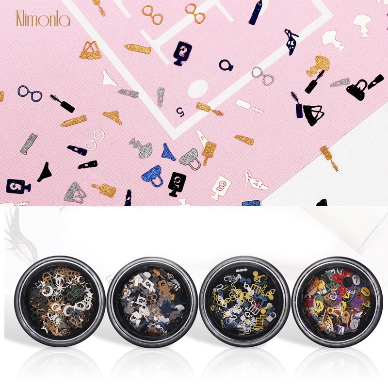 

1 Bottle 100 Tips Colorful Nail Sequins Ultra-thin Holo Nail Art Flakes Letter Geometry Manicure Decoration Nail Accessories