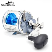 All Metallic Saltwater Boat Fishing Reels 12KG Drag Baitcasting Drum Trolling Reels 6.2:1 Proper/Left Handed