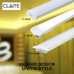 CLAITE 30 см x 45 см 50 см три Стиль U V YW алюминиевый профиль для светодиодной ленты для Светодиодный полосатый свет для бара комнатный светильник