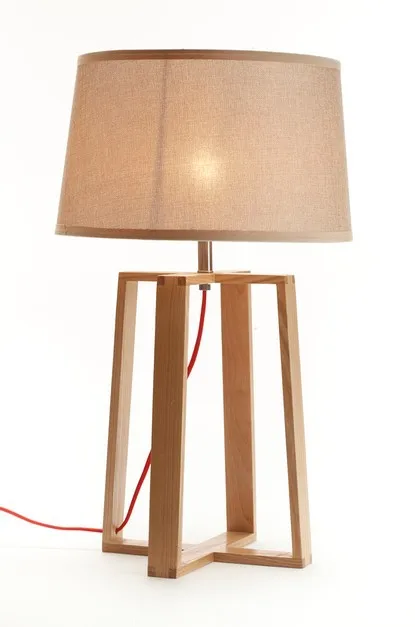 Ems Free Table Lamps E14 Wooden Handmade Quadripod Stand Desk Lamp Ems Free Table Lamps E14 Wooden Handmade Quadripod Stand Desk Lamp With White Fabric Shade Small