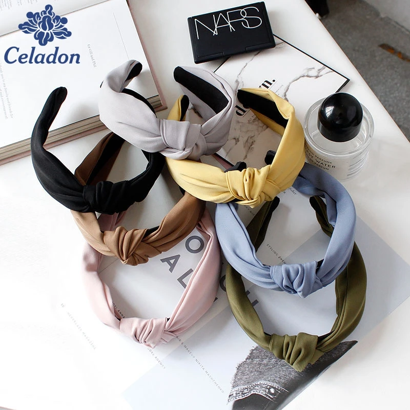 

Pure color Summer hair headdress cloth broadside pressure Bow Headband knot head hoop Hair Jewelry Accessories