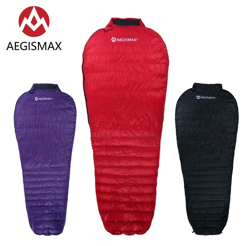 AEGISMAX Ultra-Light Adult Outdoor Camping Down Sleeping Bag Nylon Mummy Three Season Goose Down Sleeping Bag 3
