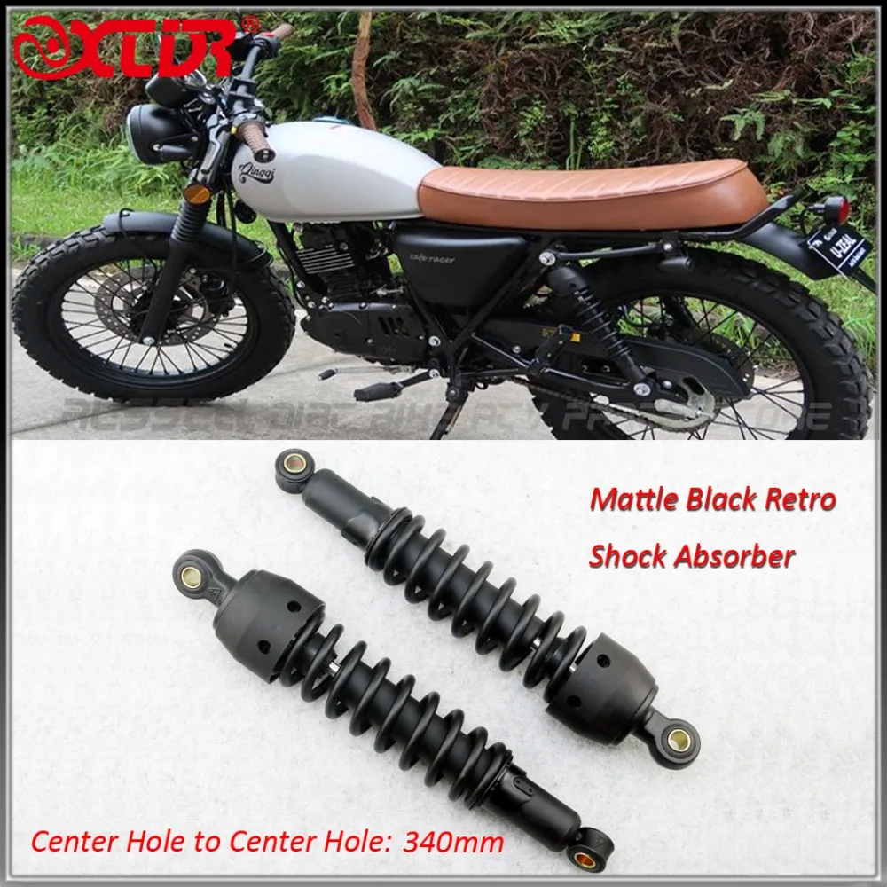 

Universal Mattle Black Retro 340mm 13" Rear Shock Absorbers Rear Suspension For Motorcycle Scooter CB GN GS Clubman Bobber