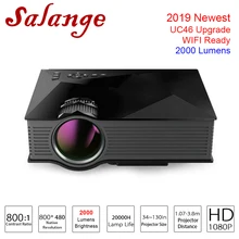 2019 Salange UC68 Projector UC46 Upgrade Video Projector Home Cinema 800×480 2000 Lumens WIFI Support Miracast Full HD Proyector