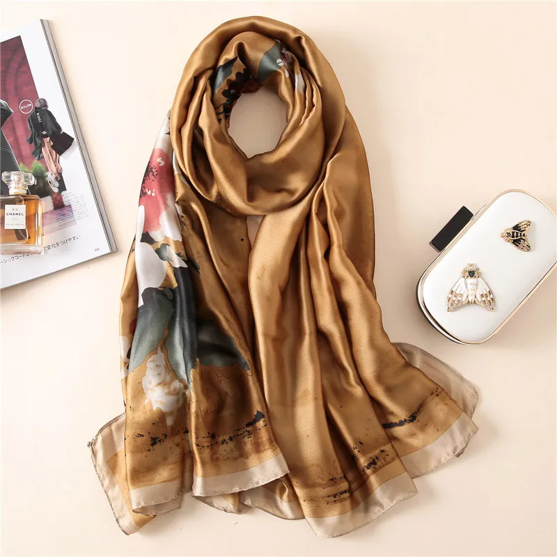 Роскошный шарф для женщин, клетчатый летний модный Шелковый шарф, женские длинные шарфы, шали, шарфы с принтом для женщин, хиджаб - Цвет: 07