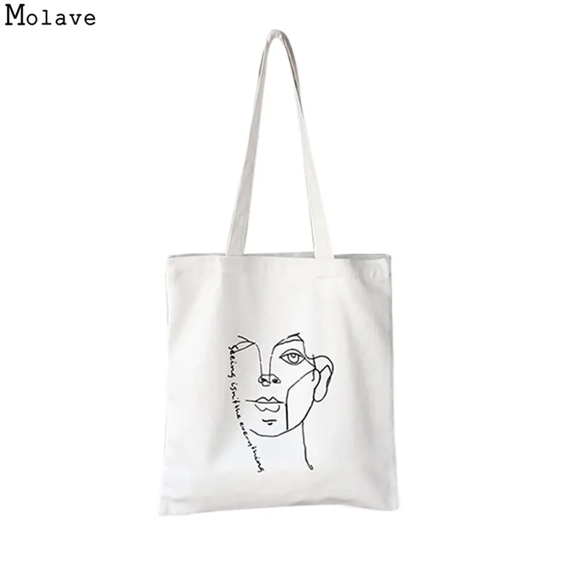 Women Canvas Handbag Totes Character Printed Shoulder Handbag Female ...