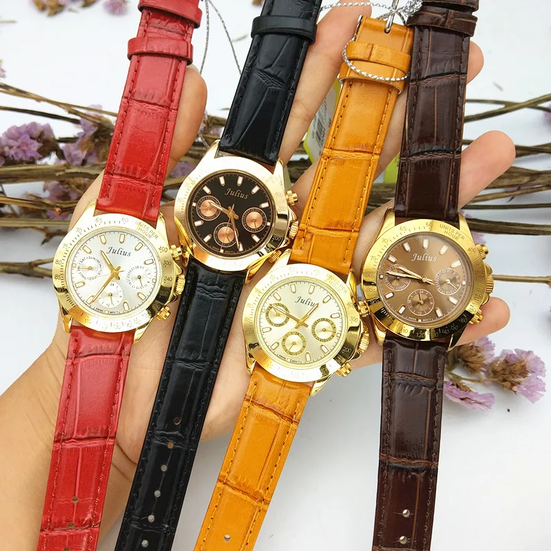 

Real Multi-functions Julius Women's Watch ISA Quartz Hours Fine Fashion Dress Bracelet Sport Leather Birthday Girl's Gift Box