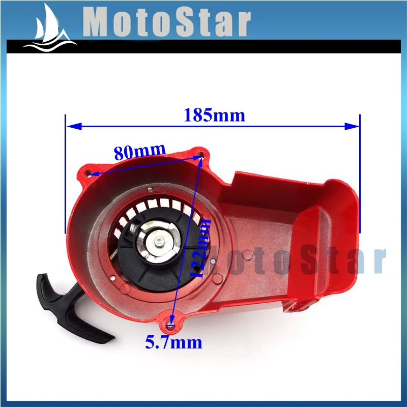Красный 25H 6 Зубчатая Муфта барабанный механизм коробка+ Потяните Стартер для 2 такта Мини Мото Карманный велосипед 47cc 49cc