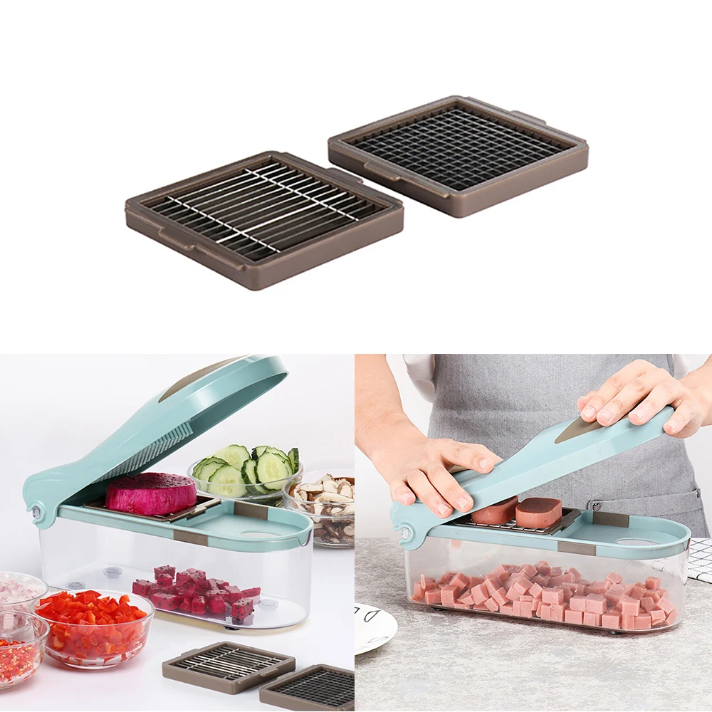 ABEDOE Manual Vegetable Fruit Presser Chopper Slicer Cutter 3 Dicing Blades Potato Garlic Peeler Grater Dicer Kitchen Tools