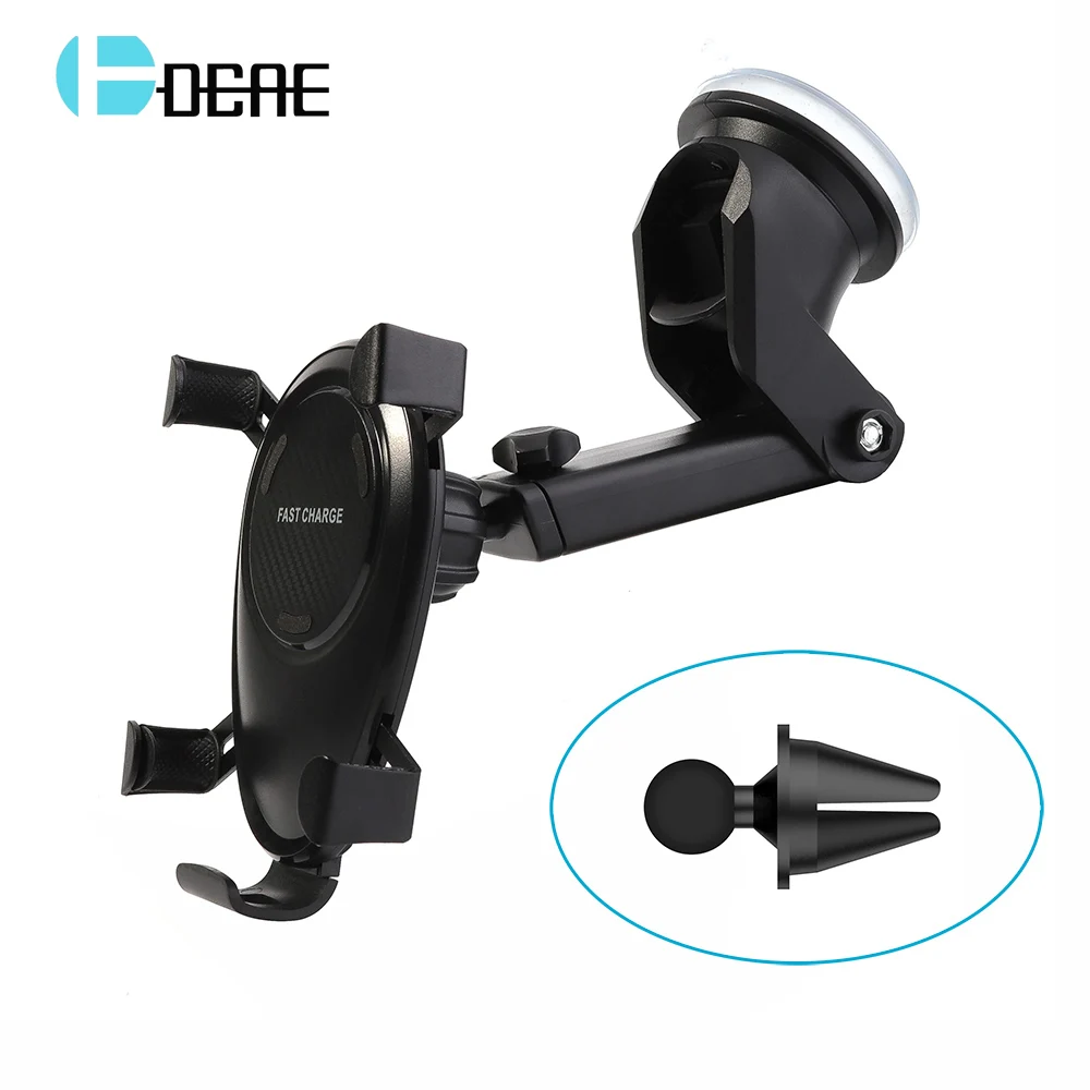 DCAE Qi Wireless Car Charger For iPhone XS MAX XR X 8 Air Vent Car Phone Holder For Samsung S9 S8 Fast Car Wireless Charging Pad