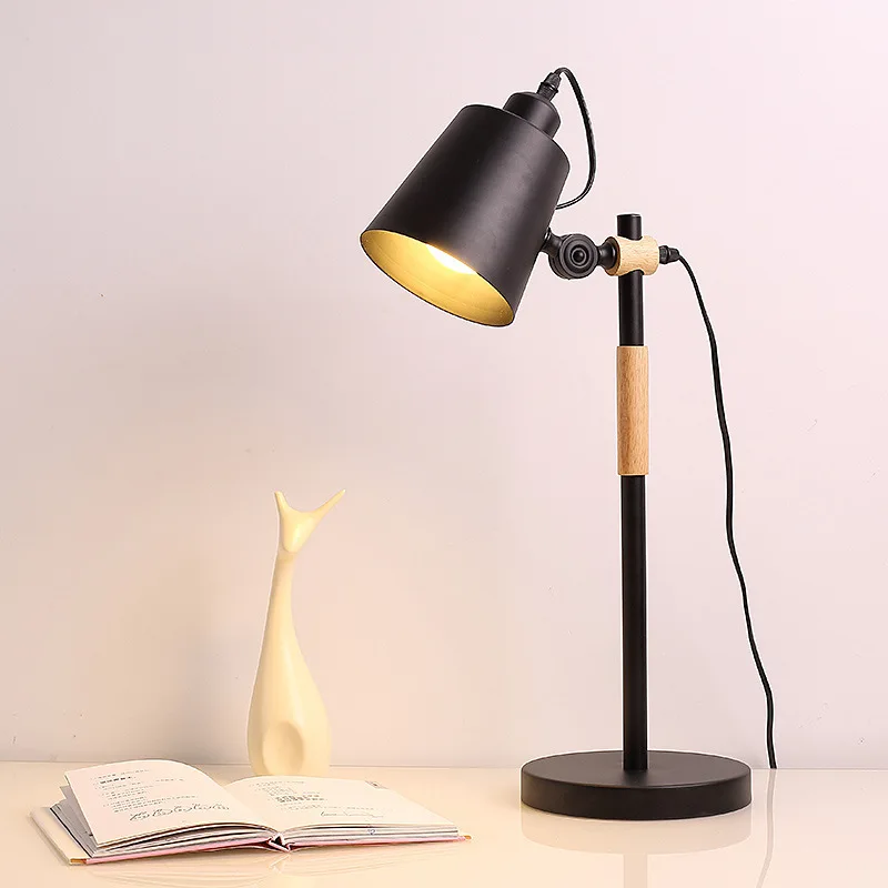  220V E27 Bulb Led Table Lamp Knob Switch 2 Modes Option Desk Light Bed Reading Book Study Home Deco
