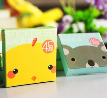 

45pcs/lot novelty Sweet Animal Head series DIY Multifunction seal Sticker set for Handmade Products package label