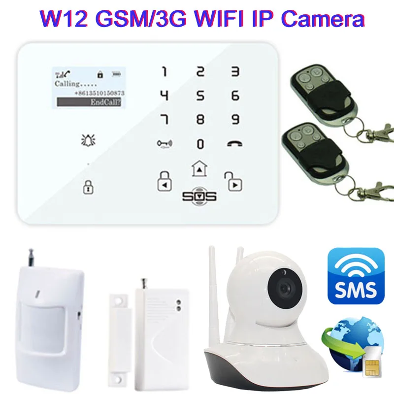 Wifi IP Camera Android IOS APP Wireless GSM/3G Home Alarm System Smart GSM Camera Burglar Security SMS Alarm Remote Monitor W12F