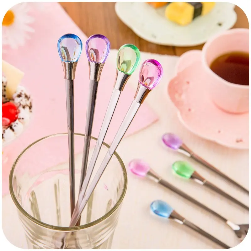 Creative Ice Cream Spoon, Stainless Steel, Long-Handled, Cake, Coffee Scoop, 4 Pcs