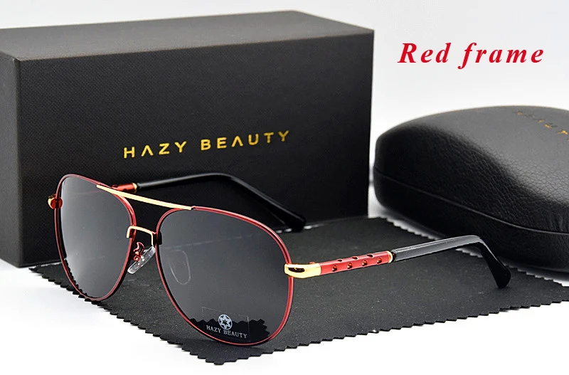 Red frame Высокое качество Для мужчин Брендовая Дизайнерская обувь солнцезащитные очки мужские Поляризованные водительские солнцезащитные очки мода пилот uv400 Солнцезащитные очки оригинальные солнцезащитные очки посылка - Цвет линз: Red frame