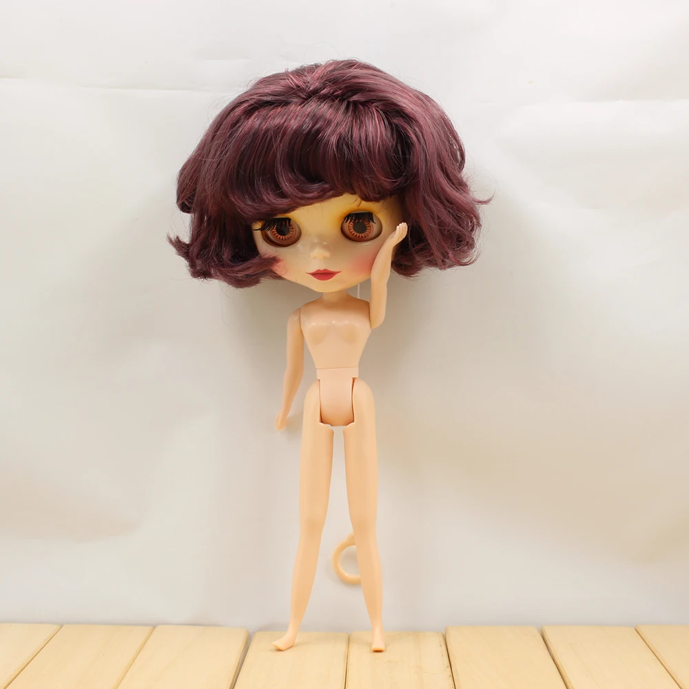 

Factory Blyth Nude Doll Wine Red Hair Normal Body Big Eyes Suitable DIY makeup fashion dolls