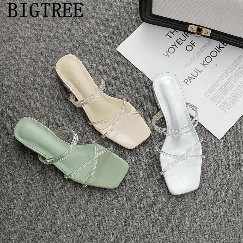 

transparent slippers women slippers summer clear slides rhinestone slides low heel shoes designer shoes women chanclas mujer