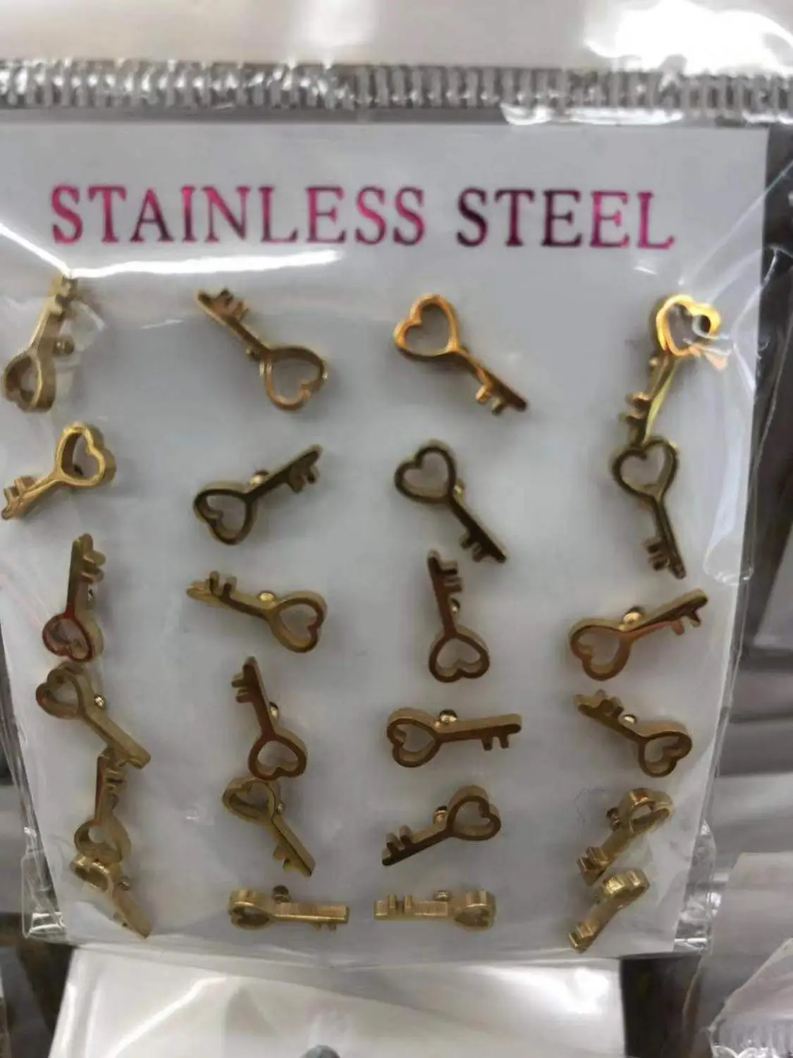 12 пар/лот милые серьги-гвоздики из нержавеющей стали для женщин ювелирные украшения, как на фото подарок сердце ключи Серьги pendientes mujer moda