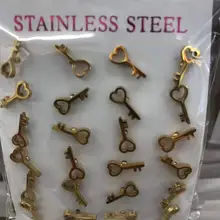 12 пар/лот милые серьги-гвоздики из нержавеющей стали для женщин ювелирные украшения, как на фото подарок сердце ключи Серьги pendientes mujer moda