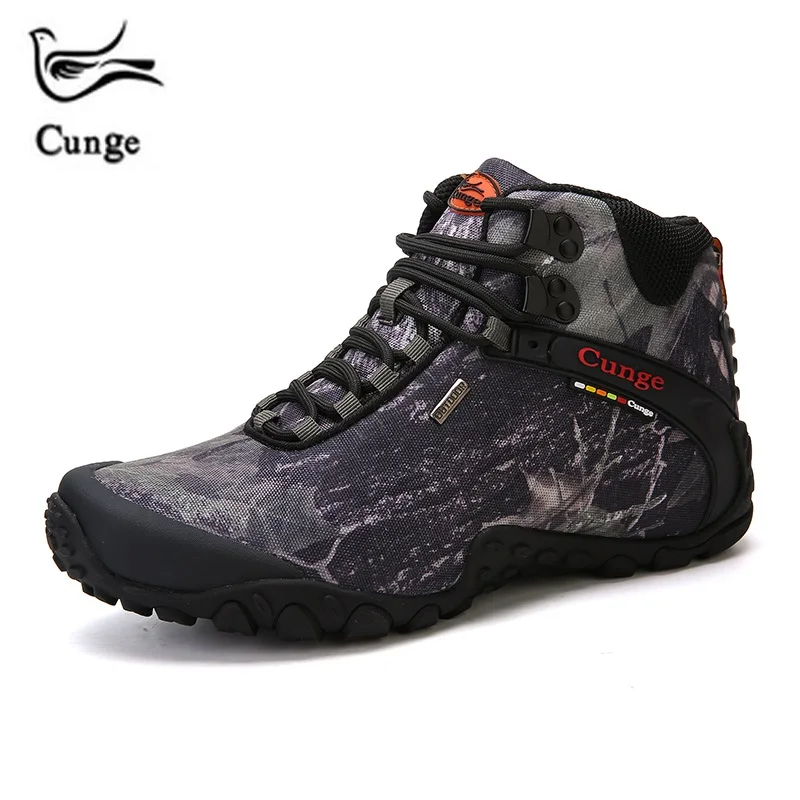 

Cunge Men boots Breathable Hiking Shoes Outdoor Sport Shoes Waterproof Climbing Shoes Plus Size Leather Trekking Shoes