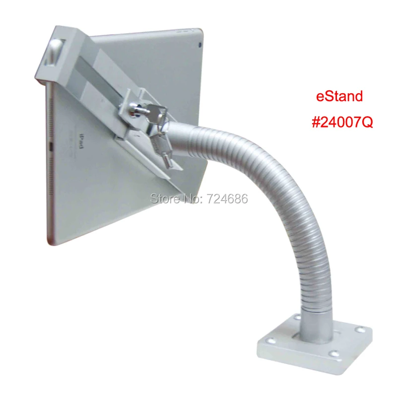 

universal 7-10.1 inch tablet gooseneck security mount with locked holder display on desktop or menu ordering restaurant