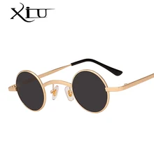 XIU маленькие круглые солнцезащитные очки в стиле стимпанк Для мужчин Для женщин металлическая Брендовая Дизайнерская обувь солнце винтажные Ретро очки высокое качество UV400