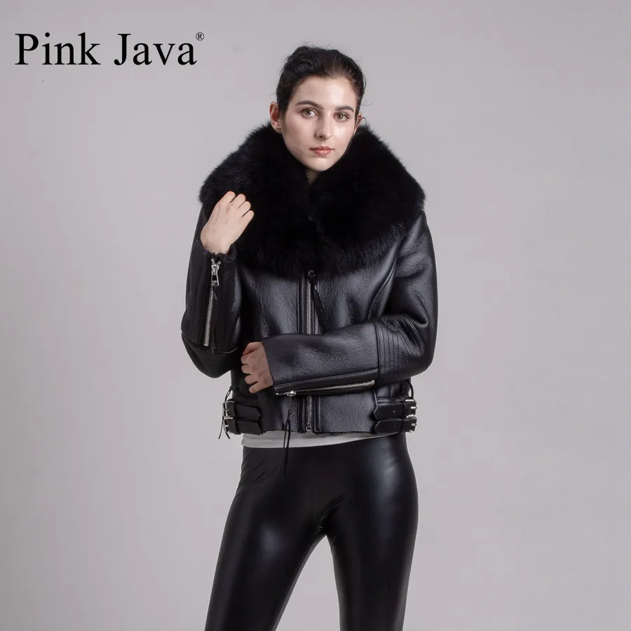 Розовая куртка из меха овцы java QC8088 новинка 2017 бесплатная доставка натуральной