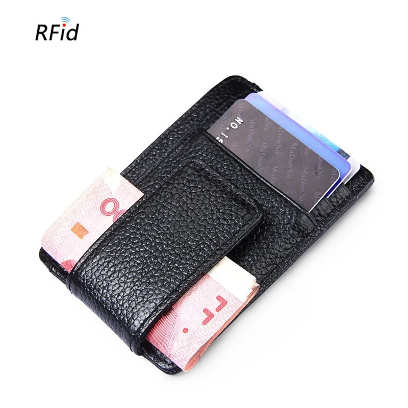 

2019 RFID Non-scan Super Slim Genuine Leather Mini Credit Card Wallet Purse Bank ID Card Holders Cover Card Case Protection HB47