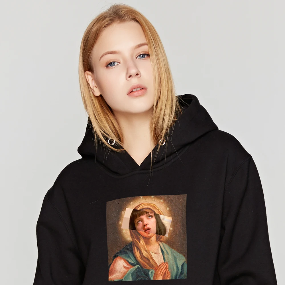 

Modis Virgin Mary Mixed Pulp Fiction Winter clothes harajuku hip hop sweatshirt Thick sudadera mujer ulzzang women hoodies