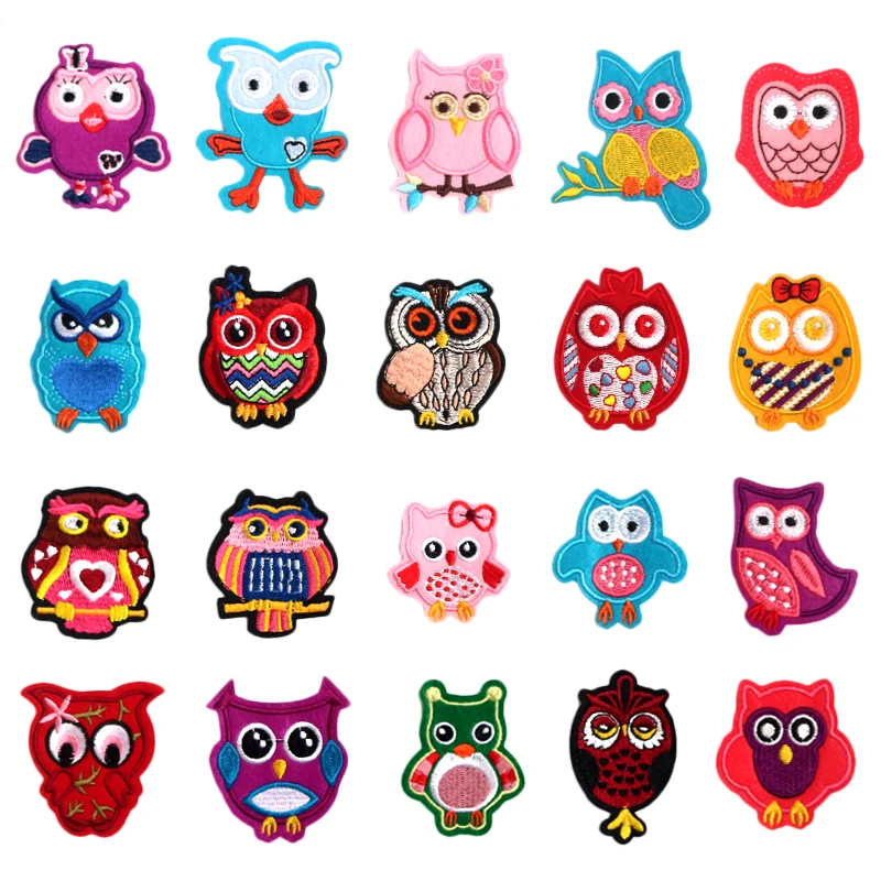 

Lovely Bird On The Branch Embroidered Patches Iron On For Clothing Hat DIY Stripes Applique Child Baby Clothes Stickers Badges