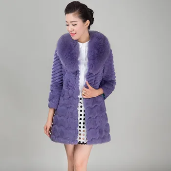Kaufen 2017 Herbst Echtem Echt Geschert Kaninchen Pelzmantel Fuchs Pelz Kragen Frauen Pelz Winter Oberbekleidung MĂ€ntel Dame Mantel 0703