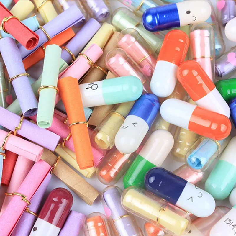 

50 pcs/lot Capsule Shape Envelope with Colorful Mini Message Letter Paper