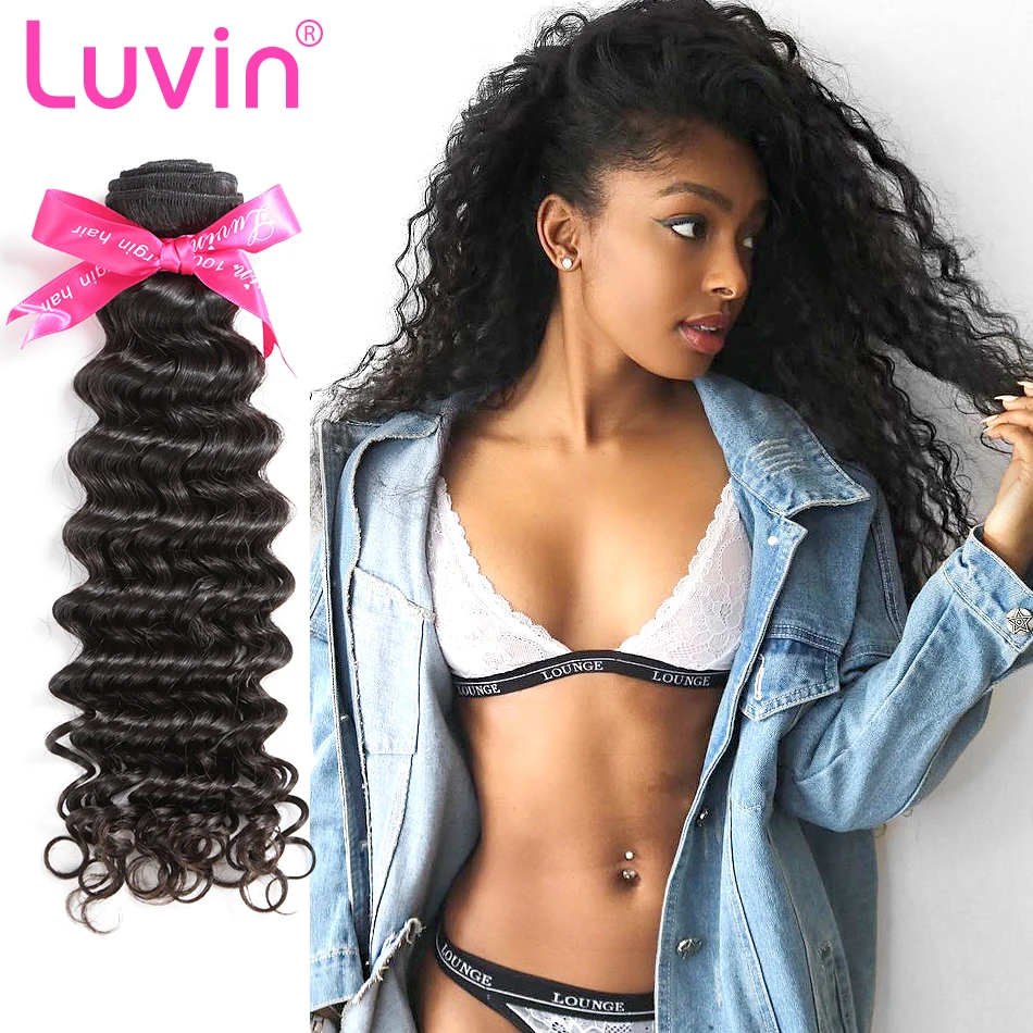 

Luvin Deep Wave 8- 30 Inch Malaysian Virgin Hair Natural Color 100% Human Hair Weave Bundles Unprocessed Curly Hair Weft