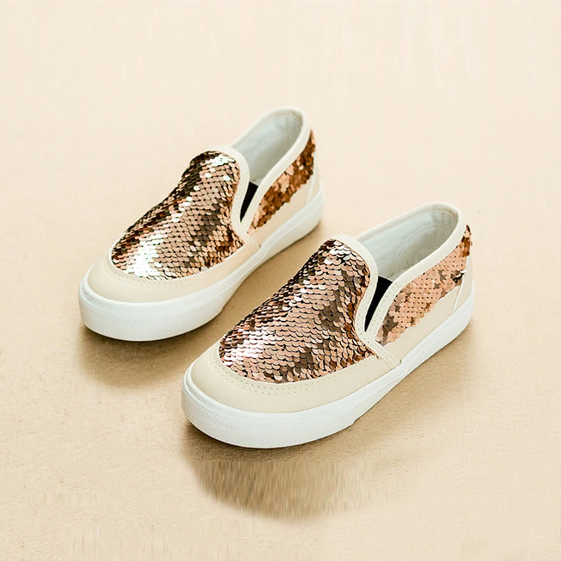 Girls Trainers Glitter Sequins Kids Canvas Shoes Teen Sneakers Toddler Girls Shoes Children Casual Shining Shoes Womens 2019