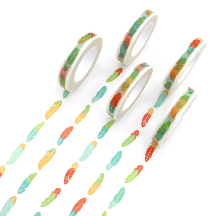

1 PCS Creative Colorful Feather Washi Tape High Sticky Masking Tape Office Supply Hand Tear Adhesive Paper Tape DIY Book Diary