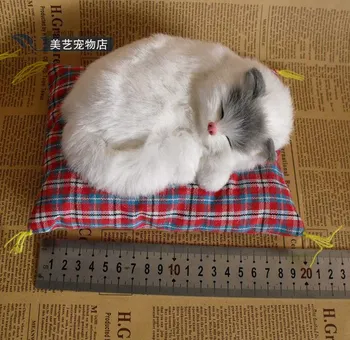 

simulation white cat doll lifelike gray head cat gift 15x7x12cm