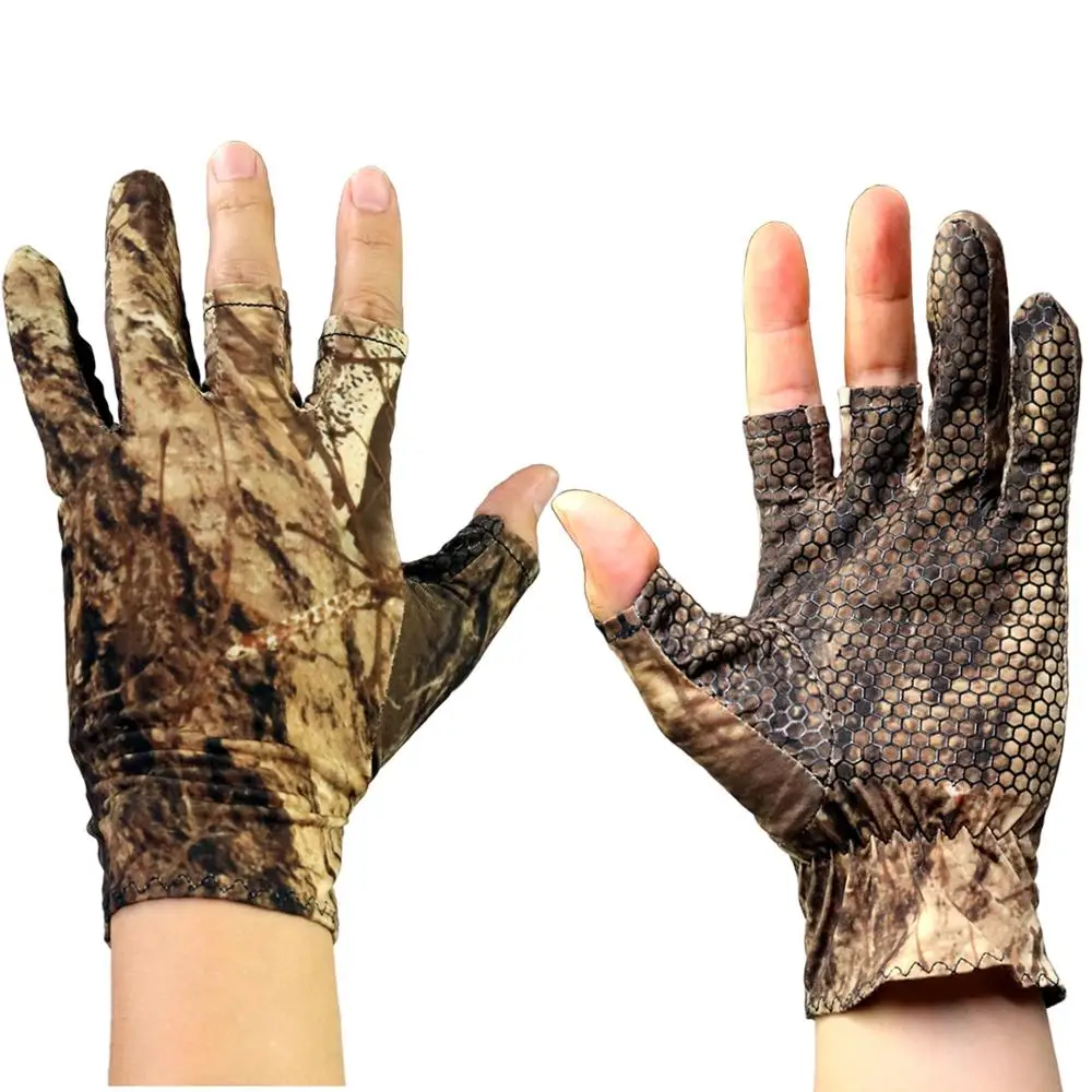 

Anti-Slip Fishing Gloves Breathable Camo Glove Fishing Tackle Equipment Three Finger Out Glove Non-slip Fishing Gloves For Men