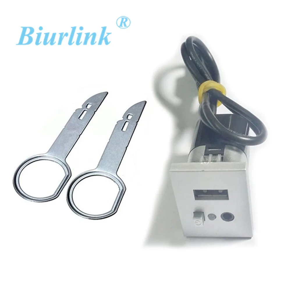

Biurlink Car Headunit Media USB Interface Audio Slot Button Cable with Radio Removal Tool Keys For Ford Focus