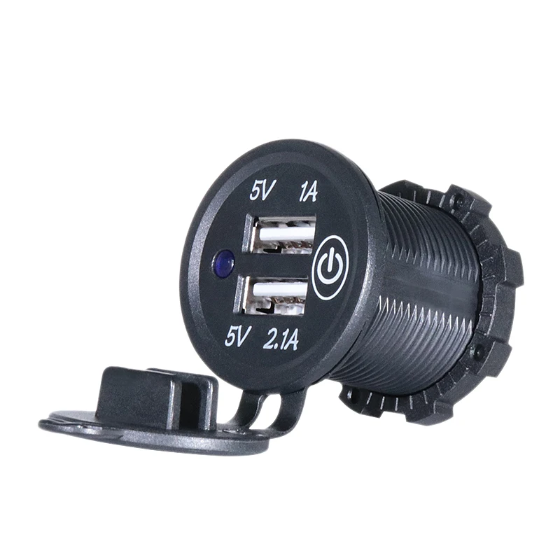 

5V 2.1A 12-24V Dual Usb Car Charger Universal Power Adapter Socket With Press Sensor Switch