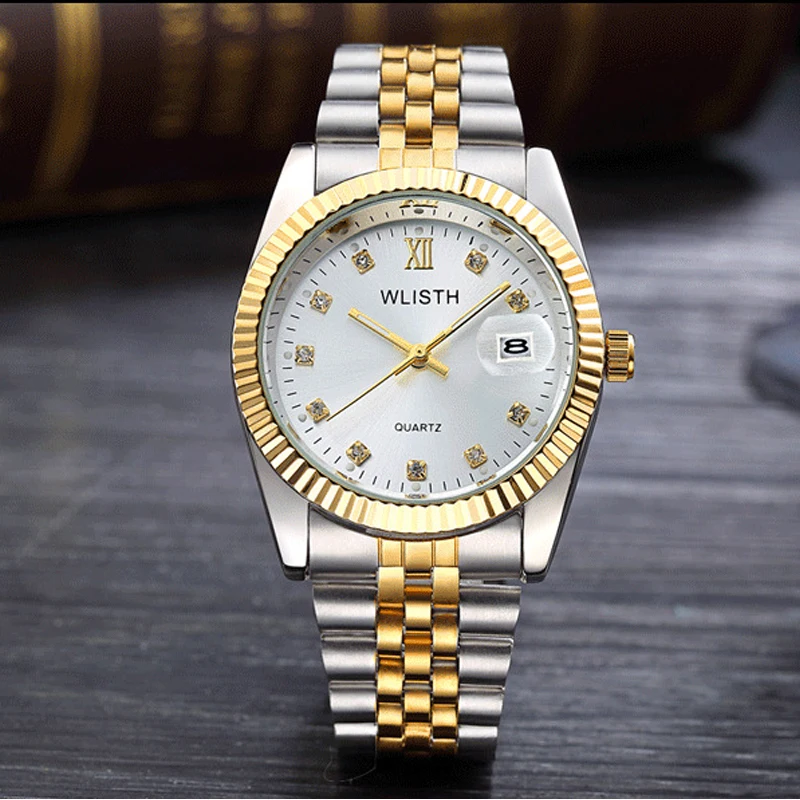 Модные Классические Реджинальд БРЕНД Datejust кварцевые часы для мужчин рифленый ободок Винтаж римские циферблат Полный нержавеющая сталь