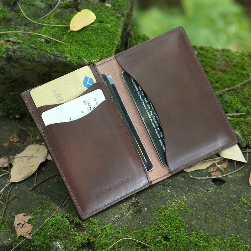 

Hiram Beron Men Leather Card Holder Vegetable Tanned Leather Mini Wallet Free Customized card holder Genuine Leather Holder
