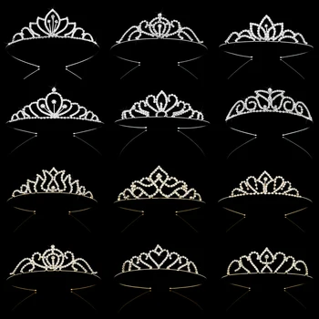 

Gold Color Princess Tiaras and Crowns Queen Crown Headband Accessories Kids Hair Jewelry Wedding Prom Hair ornaments