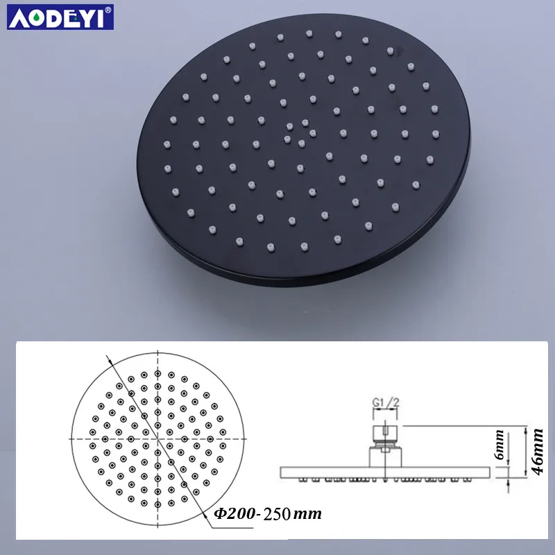 AODEYI матовая черная латунная насадка для душа 8 10 дюймов Круглая или квадратная ливневая панель для ванной 03-066