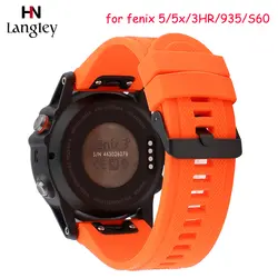 Силиконовый ремешок для Garmin fenix5 5s 5X3/3HR 935/S60 20 мм/22 мм/26 мм Браслет Ремни 10 цветов дышащие спортивные браслеты