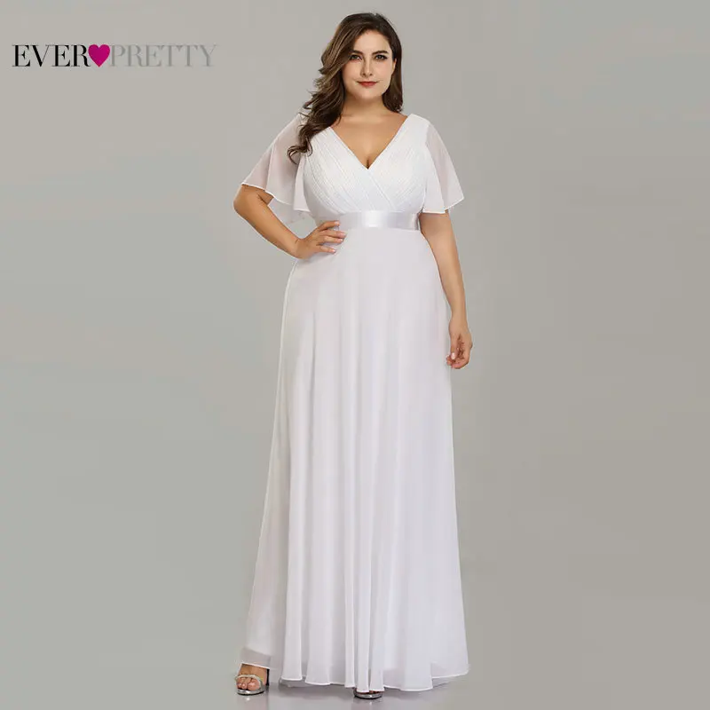 2471 51 De Réductiongrande Taille Plage Robe De Mariée 2019 à Manches Courtes élégant En Mousseline De Soie Longue Simple Mariage Robe De Mariée