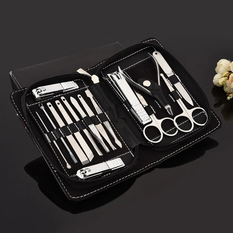 15pcs Nail Clipper Kit Nail Care Set Pedicure Scissor Tweezer Knife Ear pick Utility Manicure