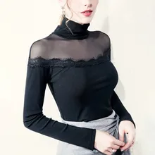 ##Special Price 2019 Blouse Women Spring Black High Collar Bottoming Shirt Perspective Mesh Plus Size Tops Blouses Chemisier Femme ##Special Price 2019 Blouse Women Spring Black High Collar Bottoming Shirt Perspective Mesh Plus Size Tops Blouses Chemisier Femme