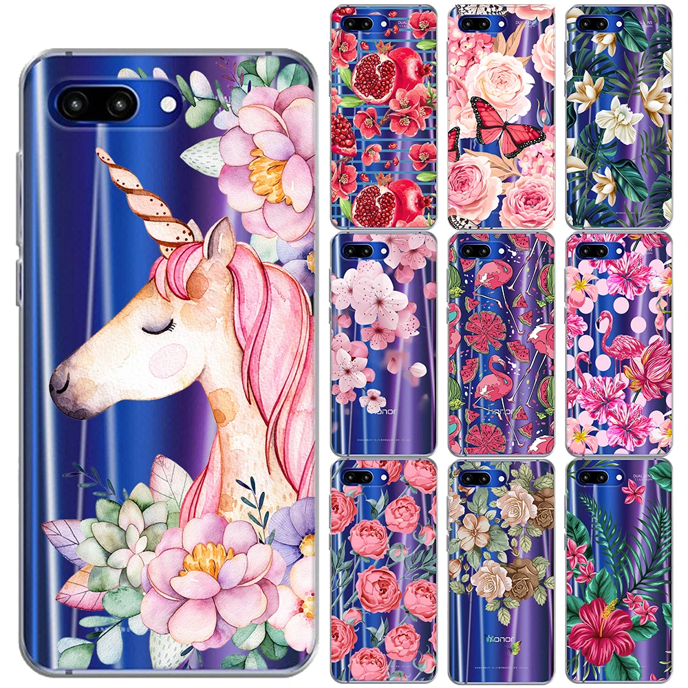 Мягкий чехол из ТПУ с цветочными листьями для Huawei Honor 9 10 Lite View 20 8X 8C 7A Y5 Y6 II Y3 Y7 2017 Y9