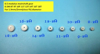 

Diy plastic gear,DC motor 2mm/1.9mm shaft gear,0.5 modulus mainshaft gear 0.5M 8T 9T 10T 11T 12T 14T 16T 18T (each 1 piece=8PCS)