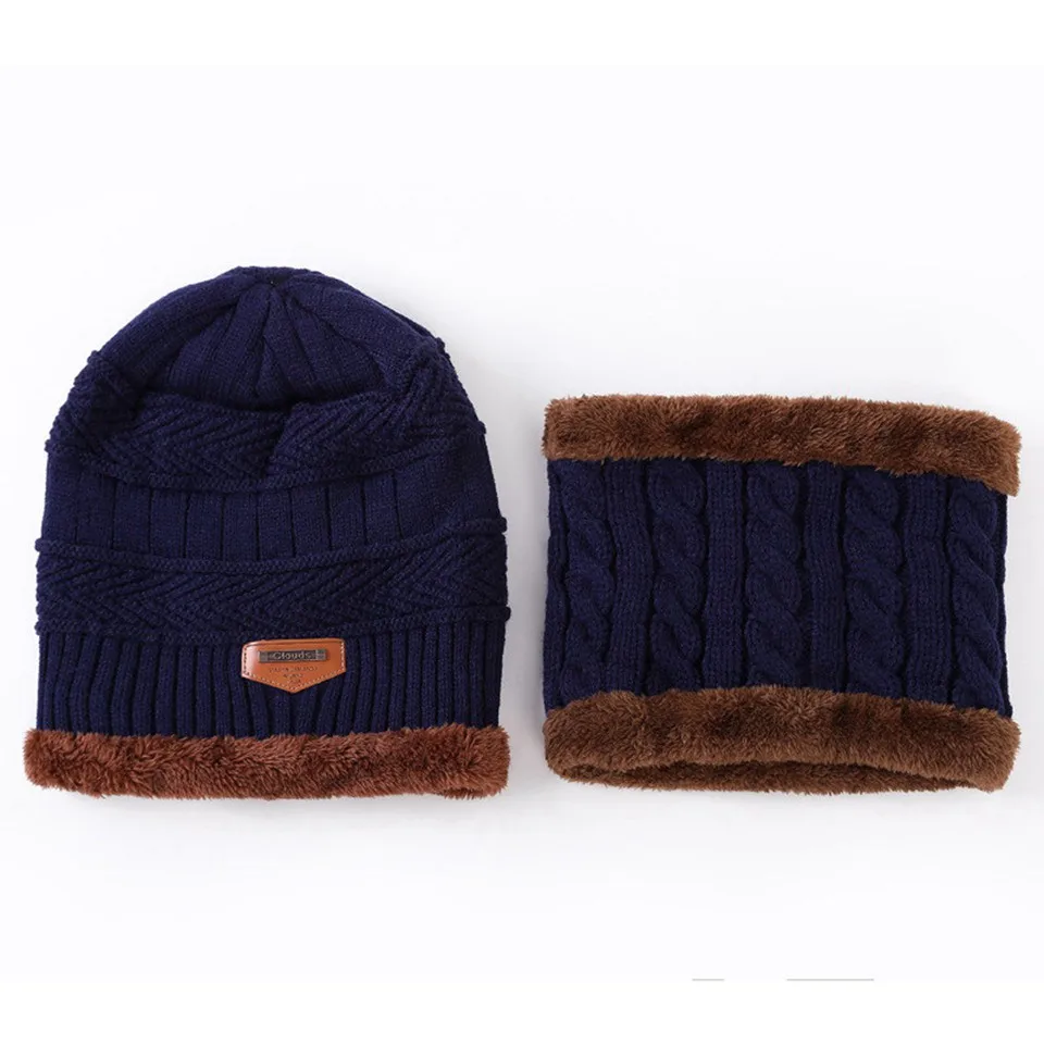 Зимняя шапка унисекс для мальчиков и девочек, вязаная шапка-шарф, зимние шапки для мужчин, теплые меховые шапочки, Шапка-бини, женские зимние шапки